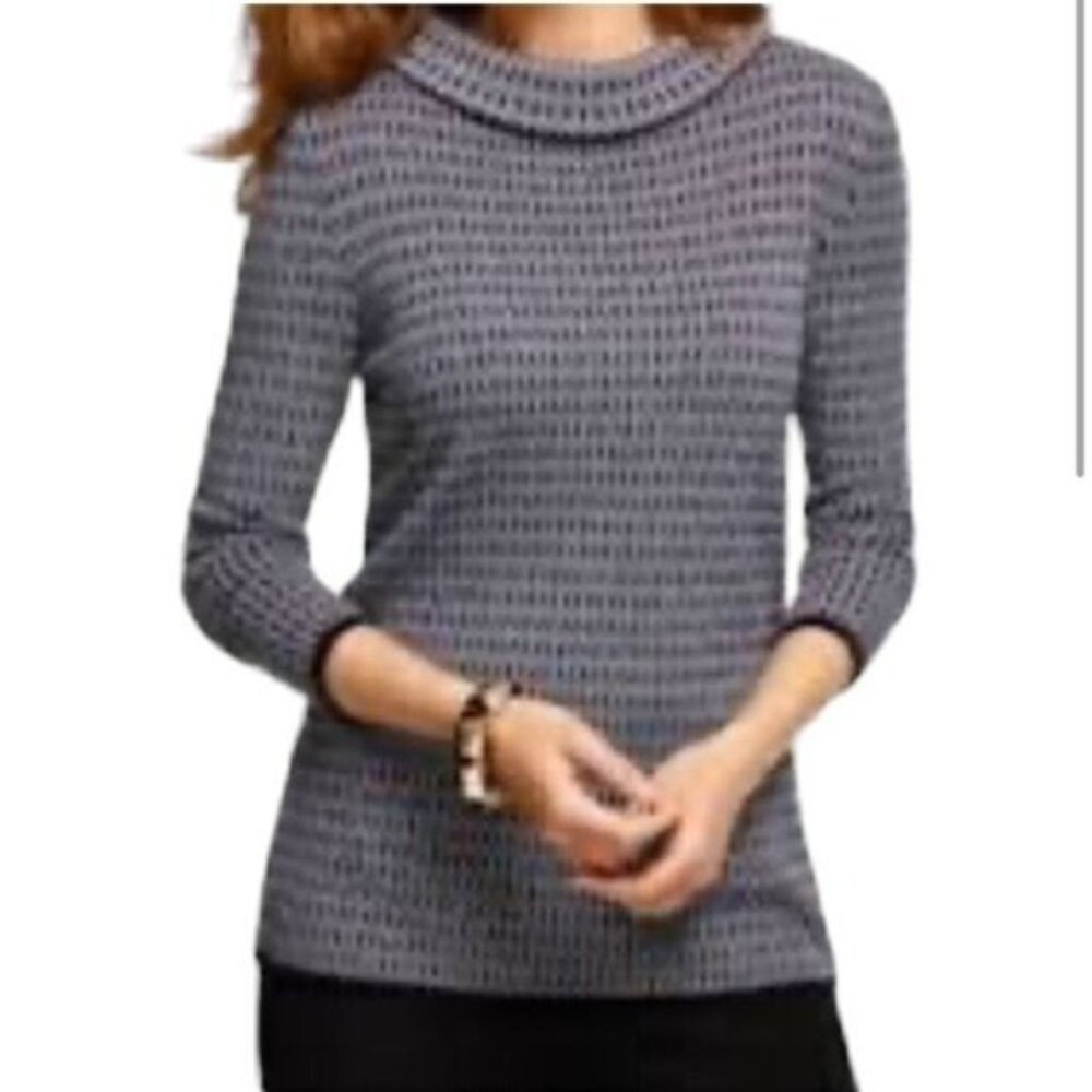 Talbots Merino Wool Pullover Sweater Cowlneck in Black